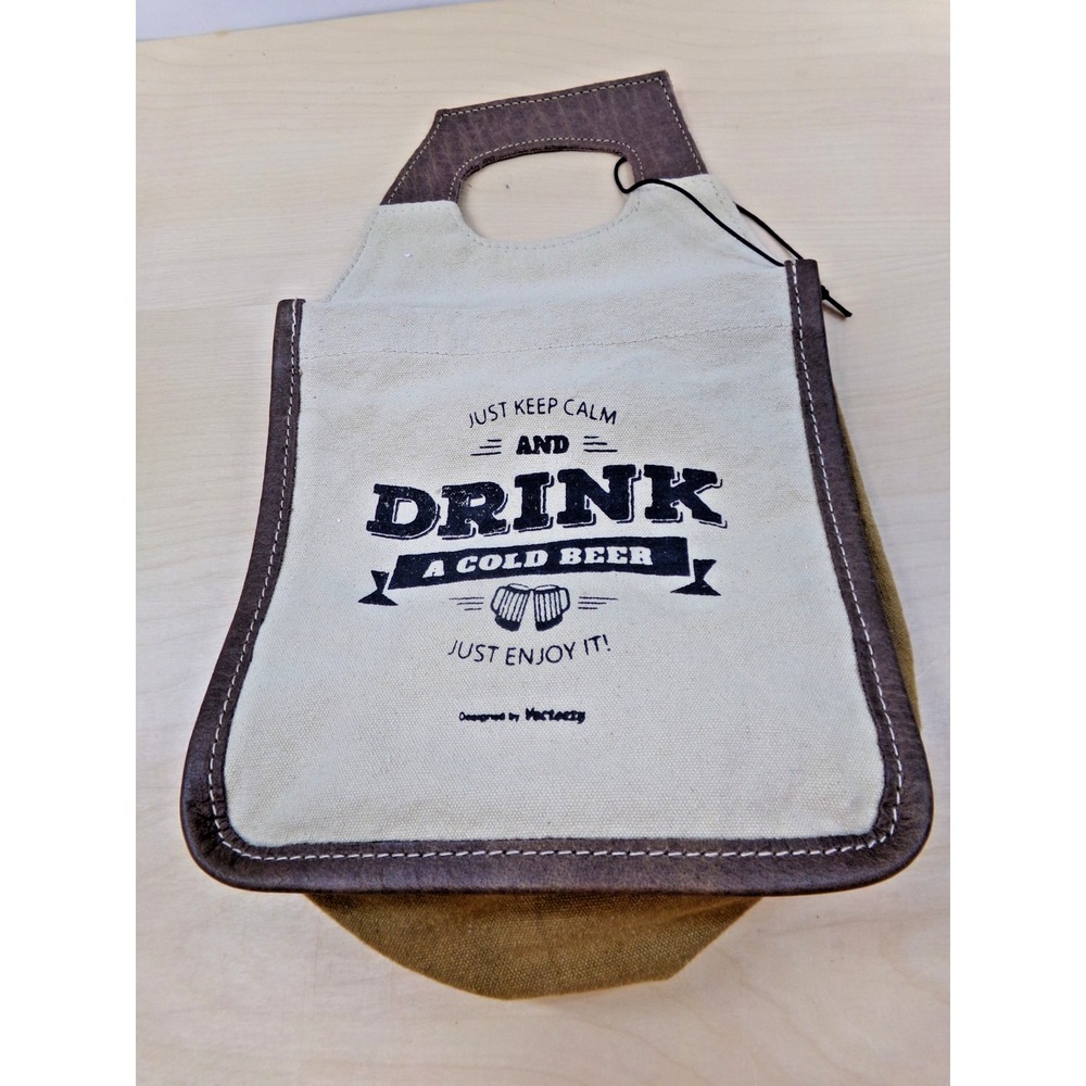 Myra Bag Drink a Cold Beer 6 Pack & Snack Canvas & Leather Tote Carrier New‎
